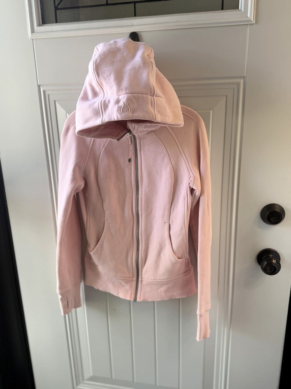 Lululemon Scuba Full-Zip Hoodie Light Pink Fitted Sweatshirt Size 2